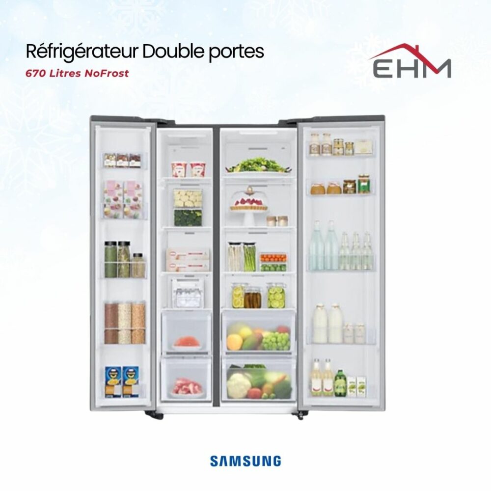 Réfrigérateur Side By Side SAMSUNG RS66A8100S9 670 Litres NoFrost – Silver