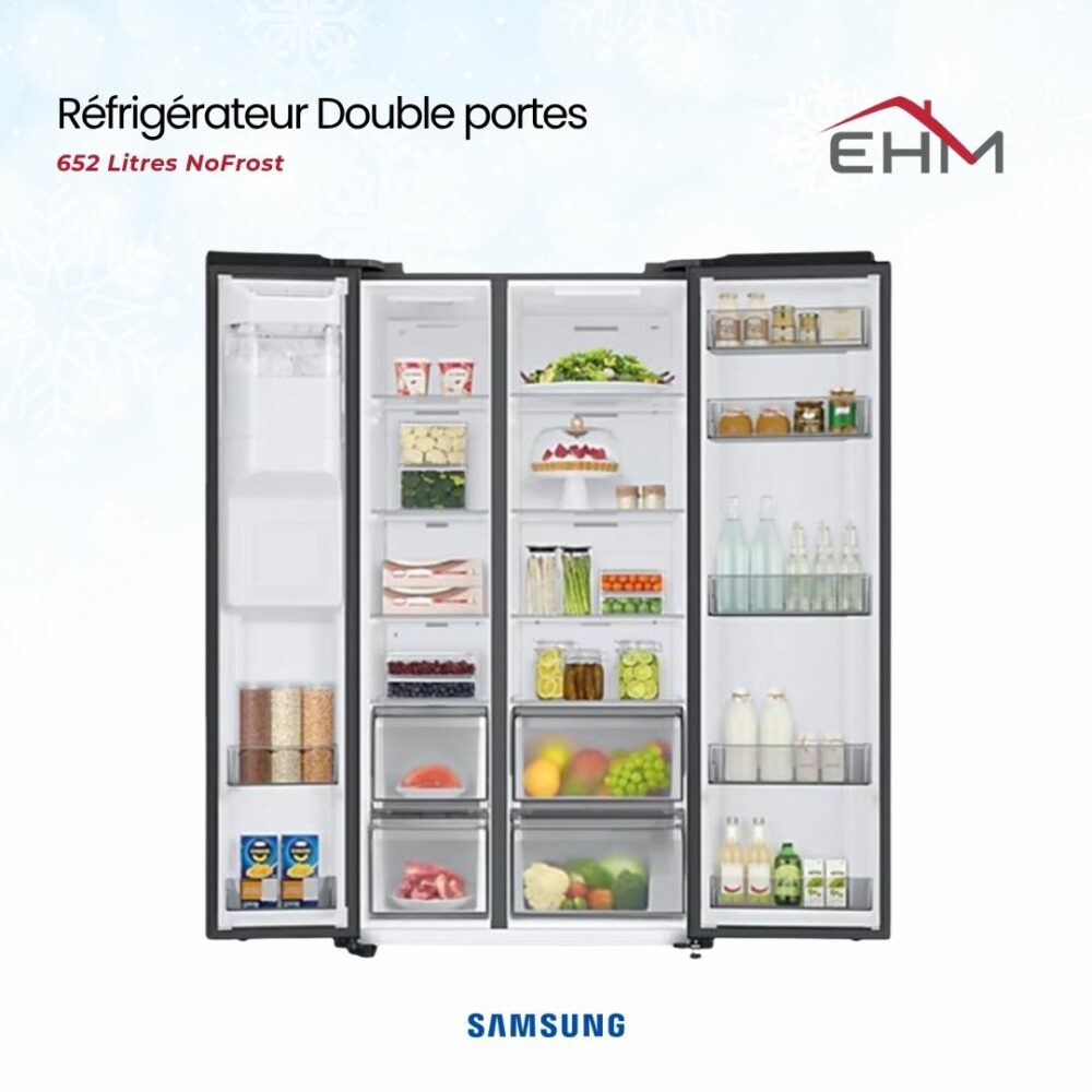 Réfrigérateur Side By Side SAMSUNG RS68A8820B1 652Litres NoFrost – Noir