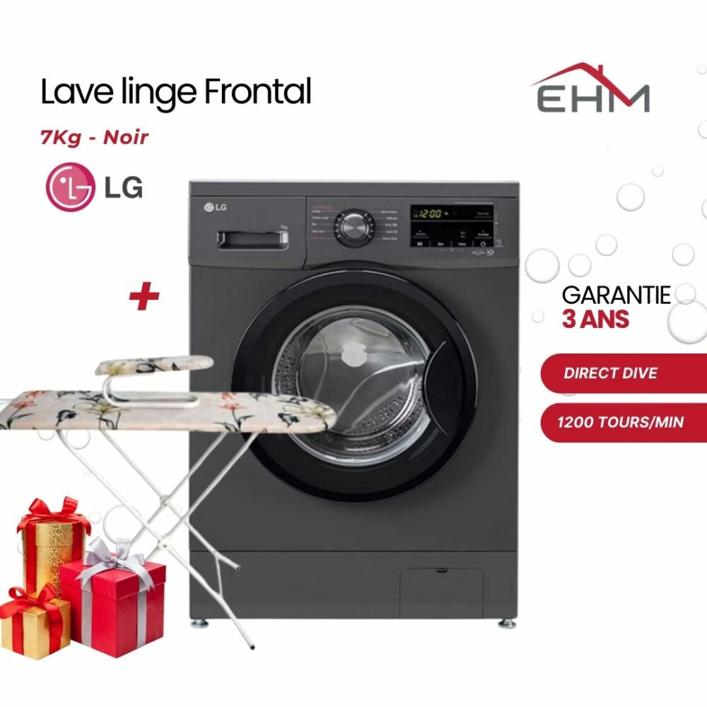 Lave Linge Frontal LG F2J3QYG6J 7kg - Noir