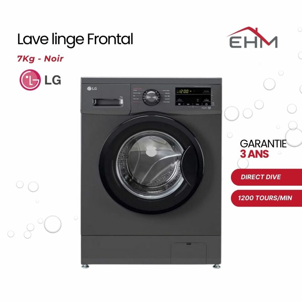 Lave Linge Frontal LG F2J3QYG6J 7kg - Noir