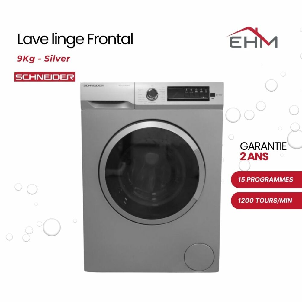 Lave linge Frontal SCHNEIDER SCLL912EXPS 9Kg - Silver