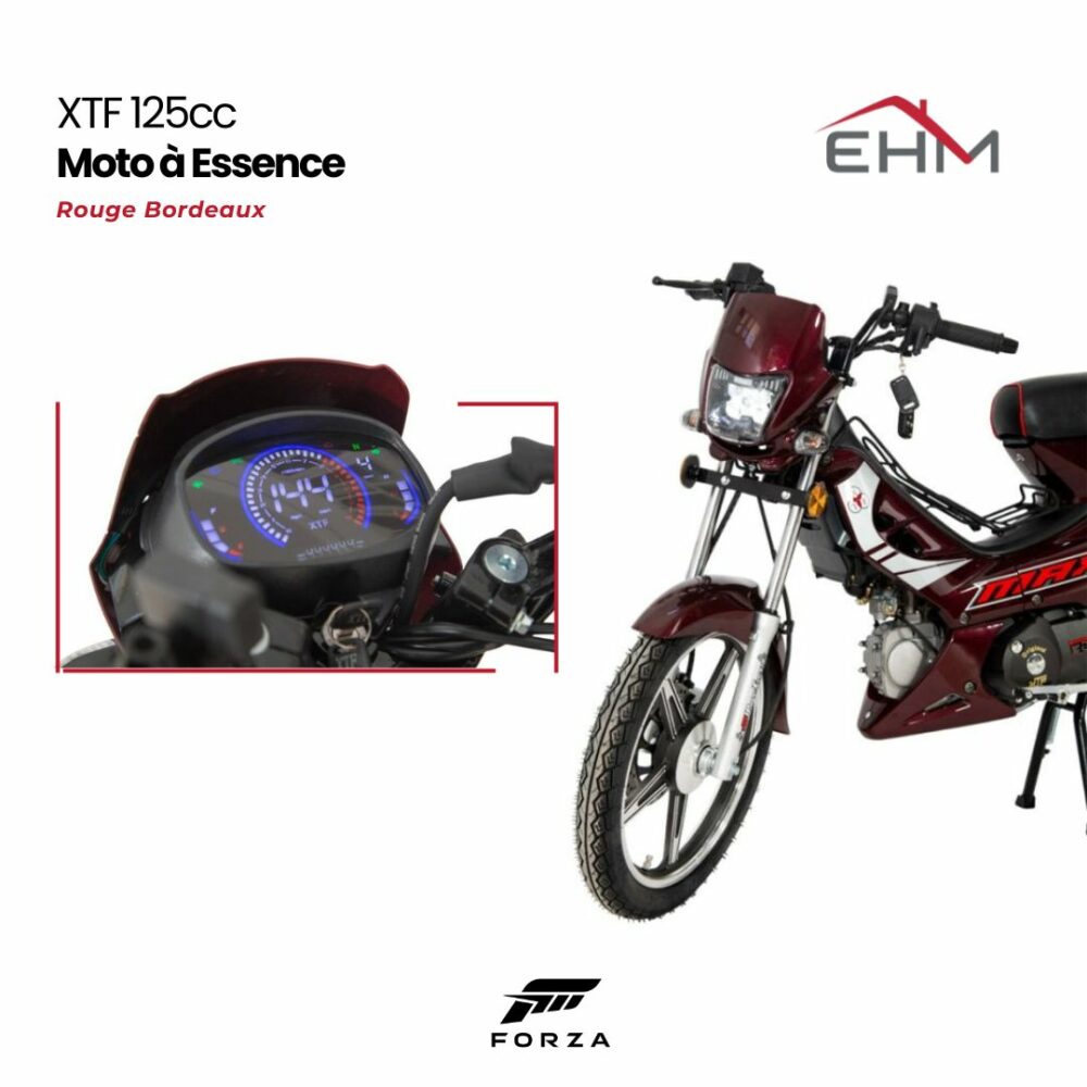 Moto à Essence FORZA XTF 125cc Monocylindre - Rouge Bordeaux