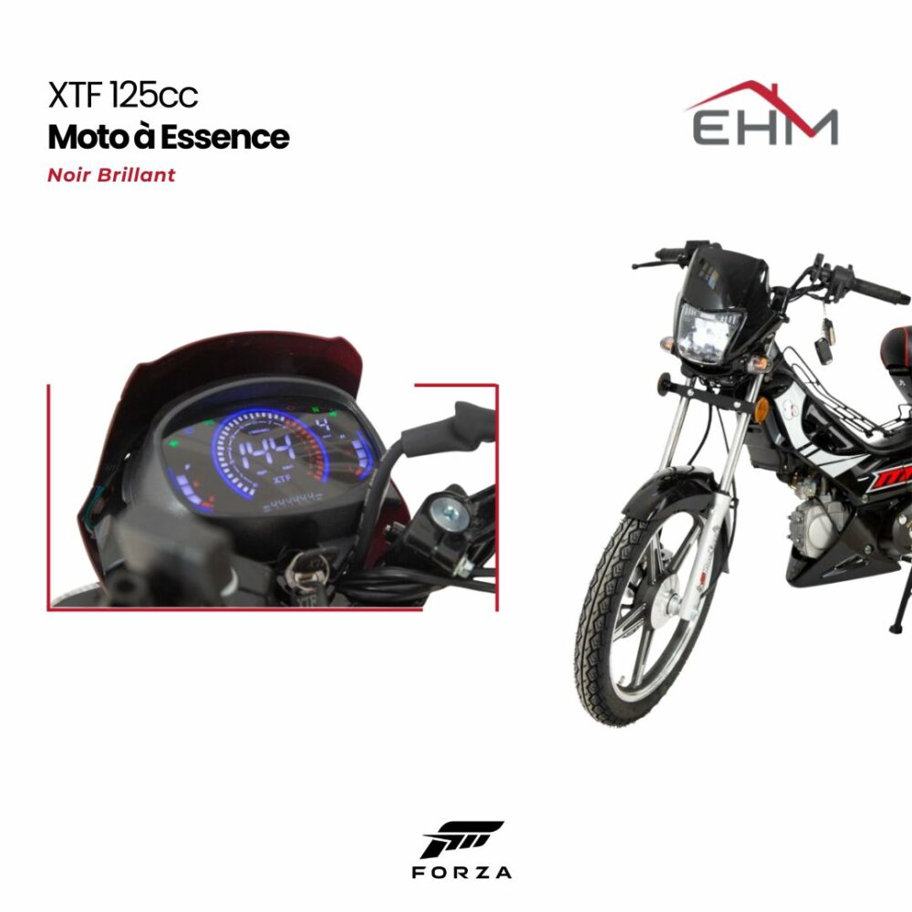 Moto à Essence FORZA XTF 125cc Monocylindre - Noir Brillant