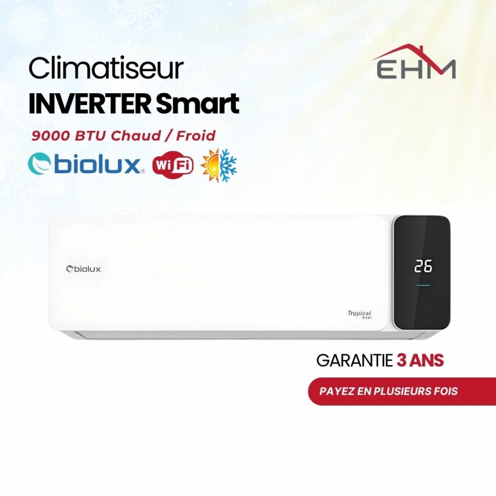 Climatiseur Inverter BIOLUX Smart 9000 BTU Chaud/Froid