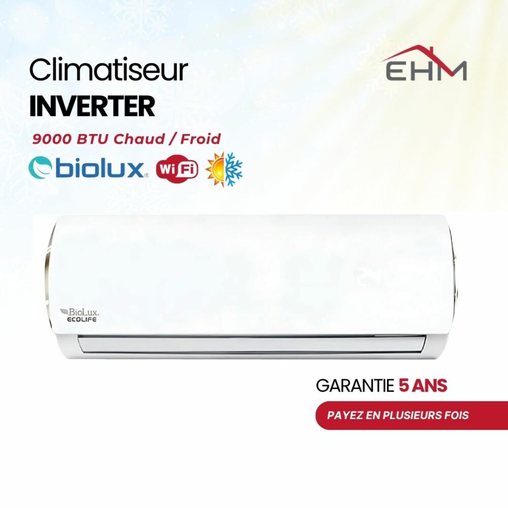 Climatiseur Biolux Inverter 9000 BTU - Chaud/Froid