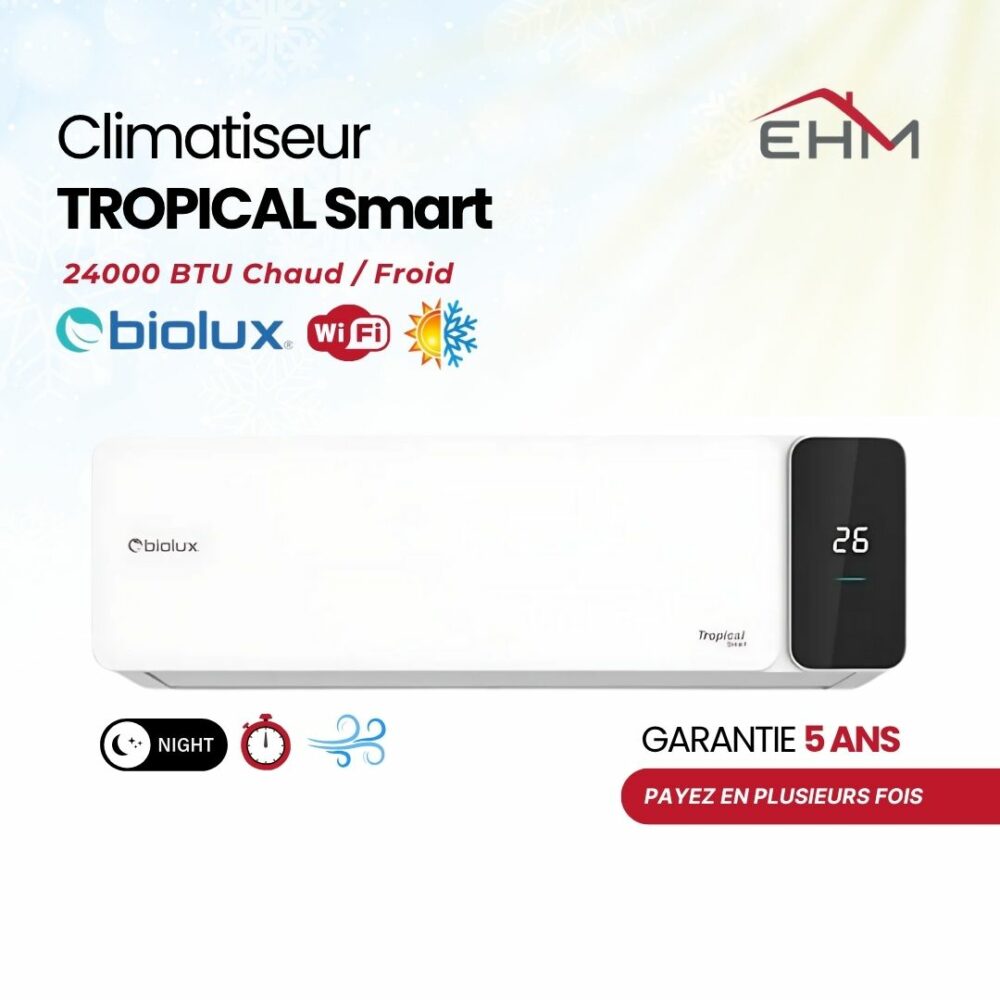 Climatiseur Biolux Chaud et Froid Tropical Smart / 24000 BTU