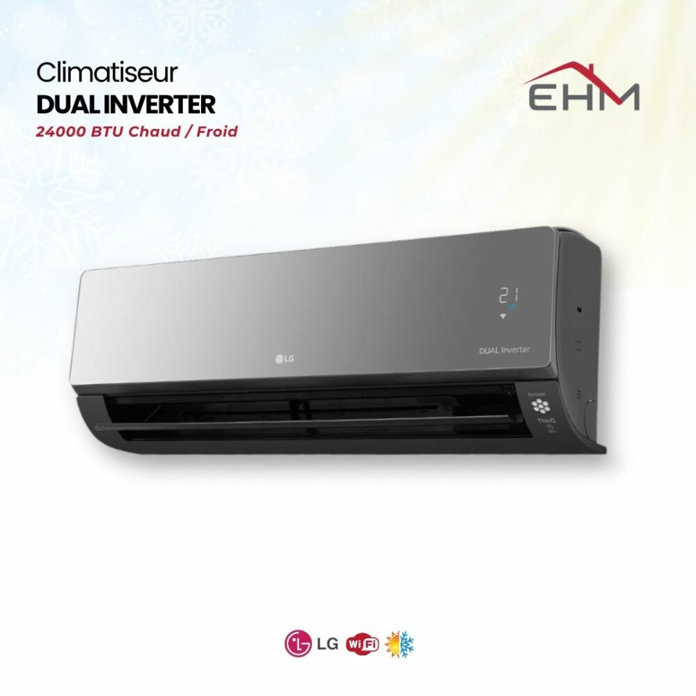 Climatiseur LG 24000 BTU ARTCOOL MIRROR UVnano WiFi / Chaud/Froid / Noir