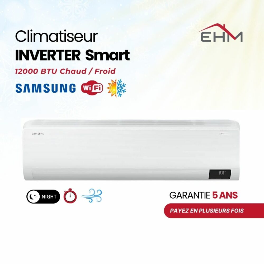Climatiseur Samsung 12000 BTU / Inverter / Chaud Froid / Wifi / Technologie WindFree