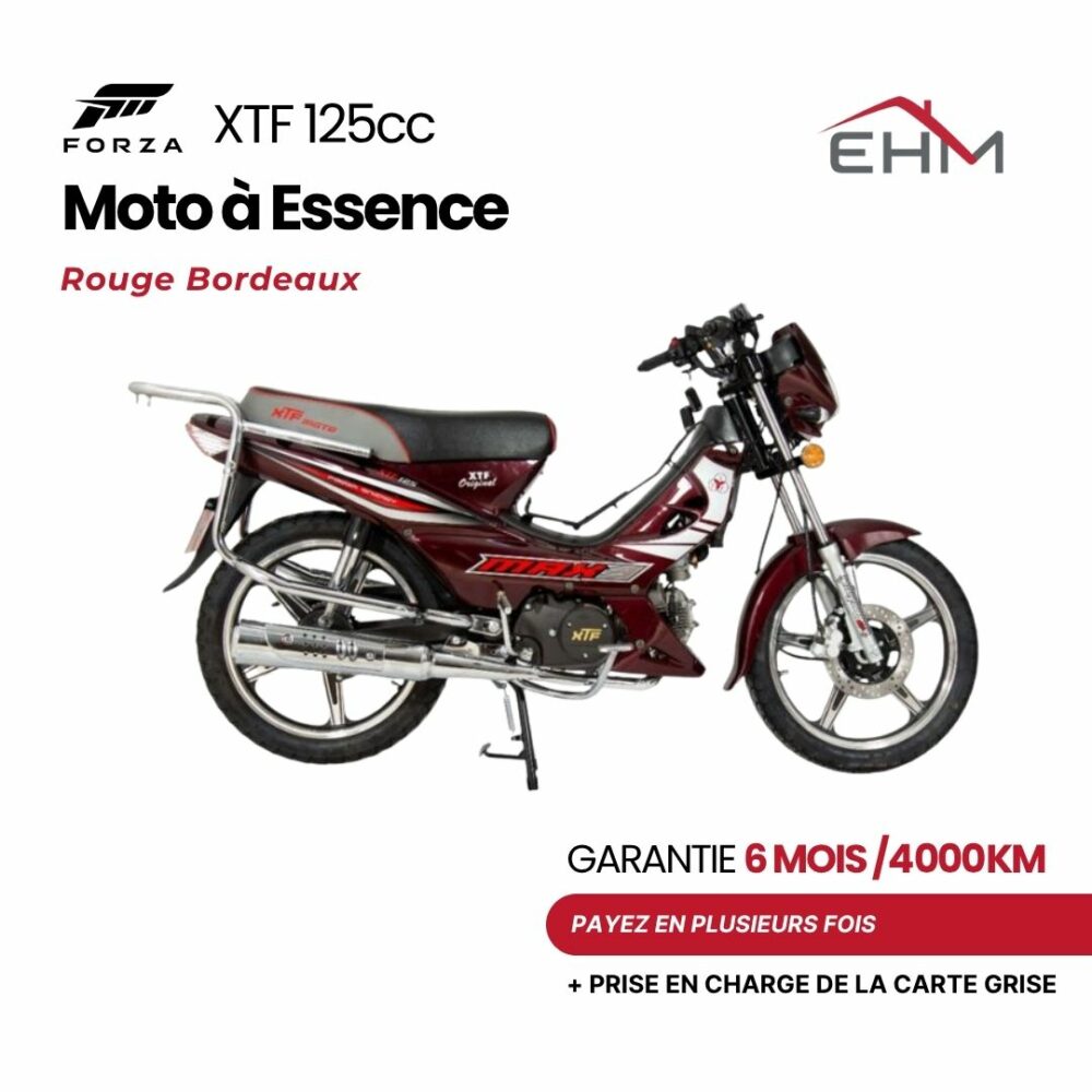 Moto à Essence FORZA XTF 125cc Monocylindre - Rouge Bordeaux