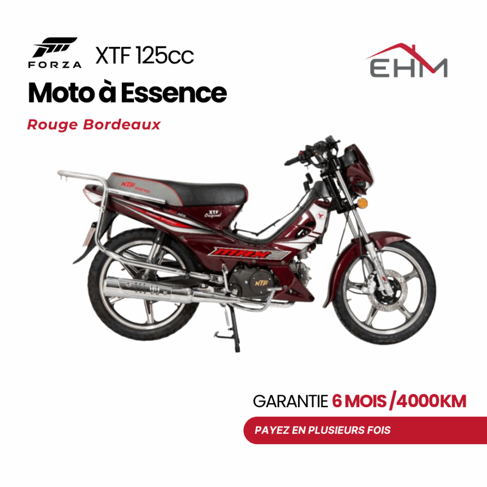 Moto à Essence FORZA XTF 125cc Monocylindre - Rouge Bordeaux