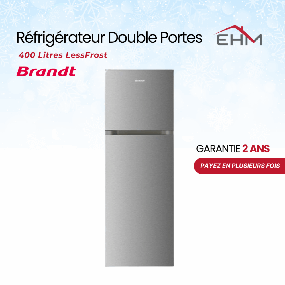 Réfrigérateur BRANDT BDE4310BSS 400 Litres LessFrost - Silver