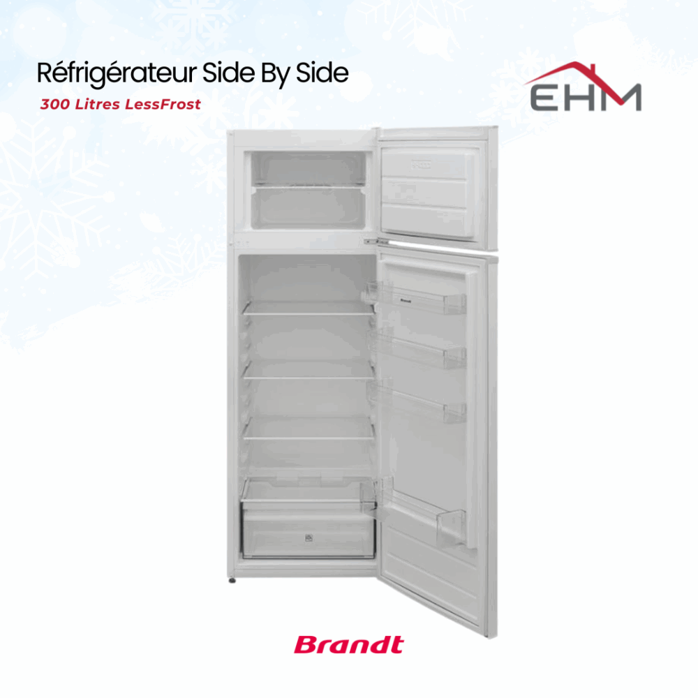 Réfrigérateur BRANDT BDT3210BW 300 Litres LessFrost - Blanc