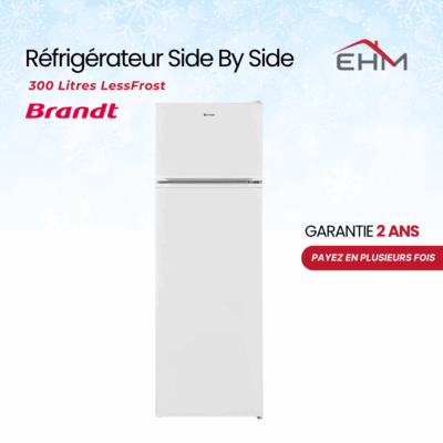 Réfrigérateur BRANDT BDT3210BW 300 Litres LessFrost - Blanc