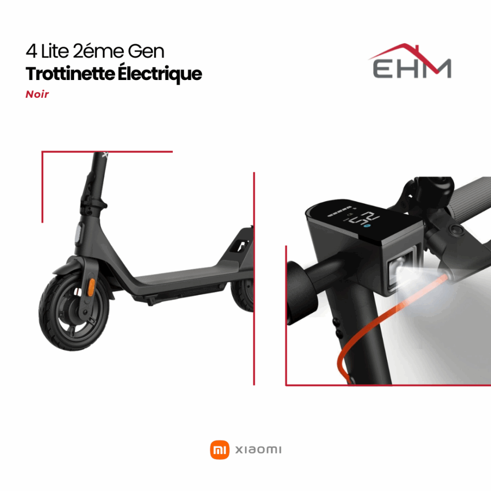 Trottinette Électrique XIAOMI 4 Lite 2éme Gen - Noir
