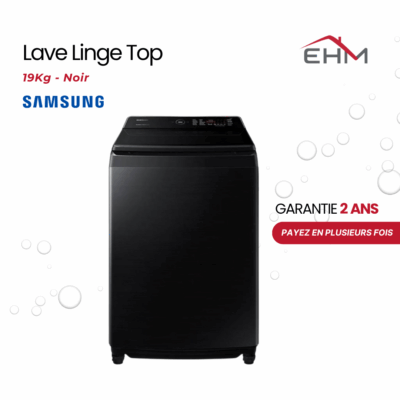 Lave Linge Top SAMSUNG WA19CG6745BVRQ 19Kg - Noir