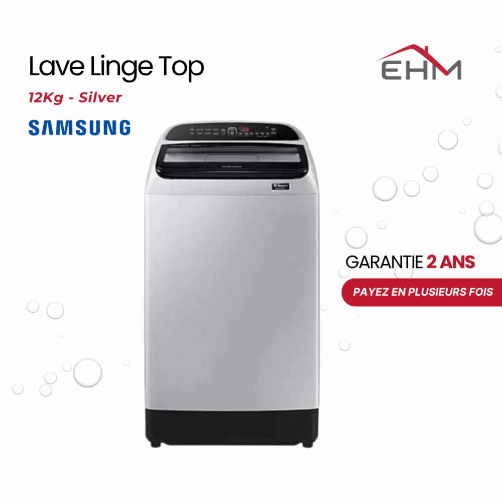 Lave Linge Top SAMSUNG WA12T5260BY 12Kg - Silver
