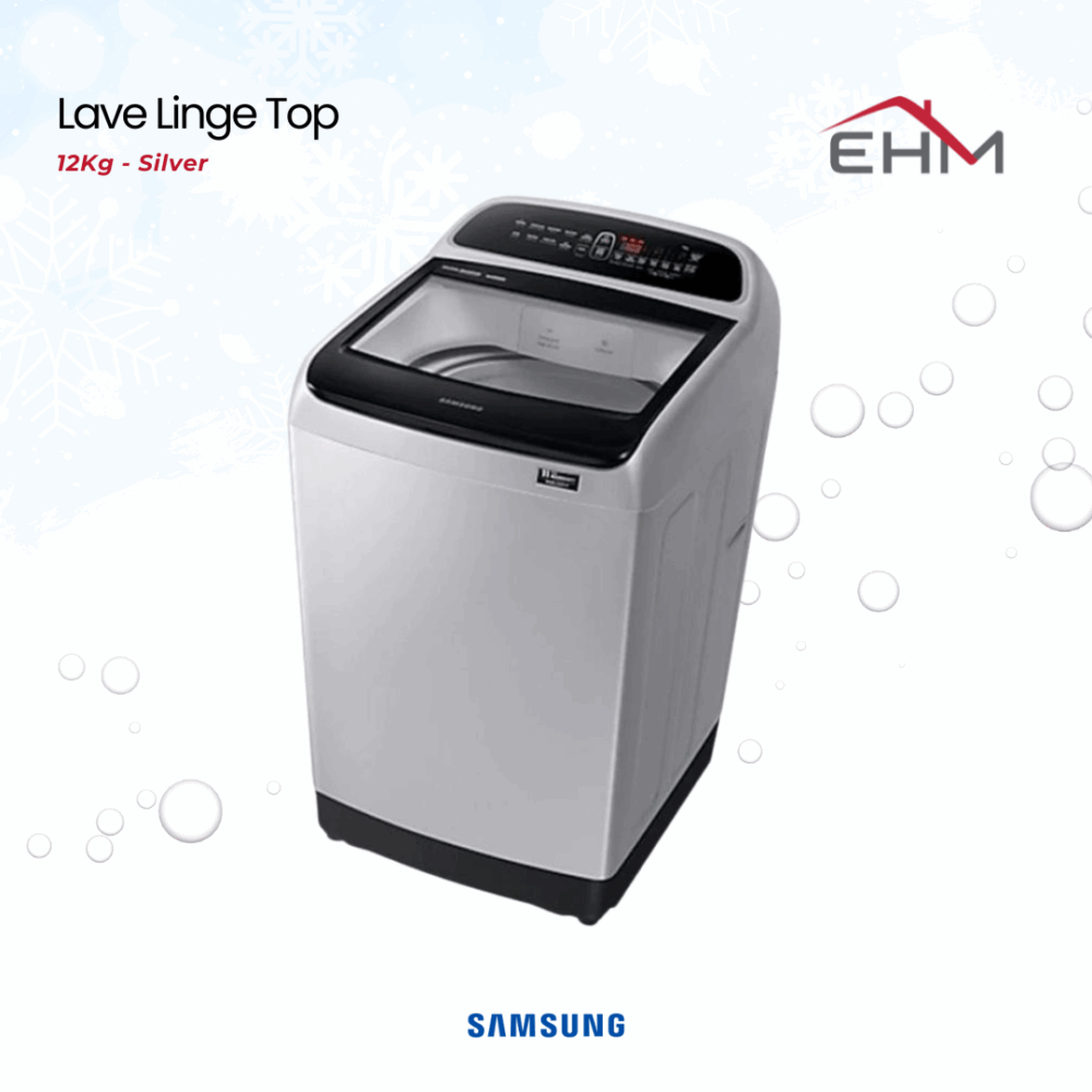 Lave Linge Top SAMSUNG WA12T5260BY 12Kg - Silver