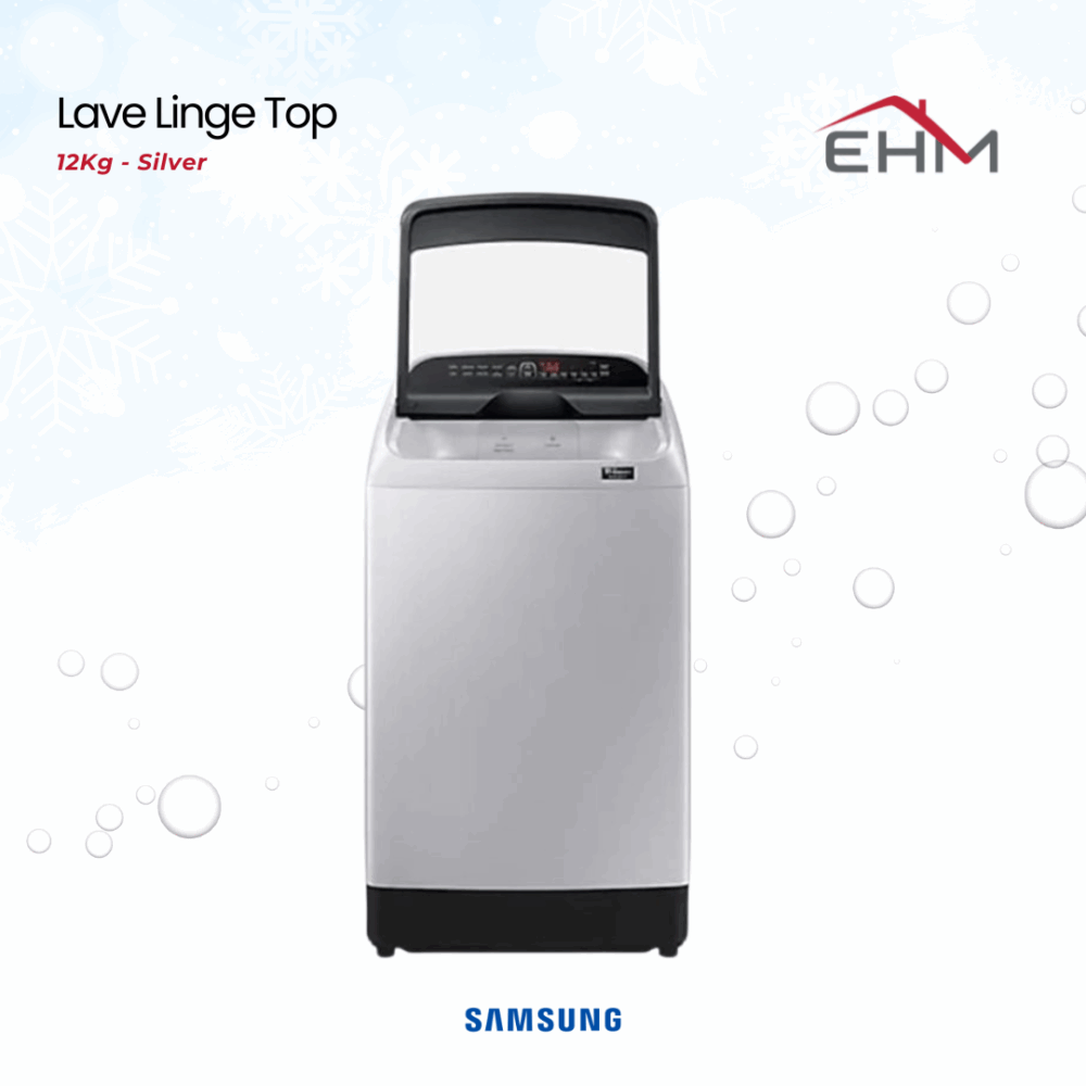 Lave Linge Top SAMSUNG WA12T5260BY 12Kg - Silver