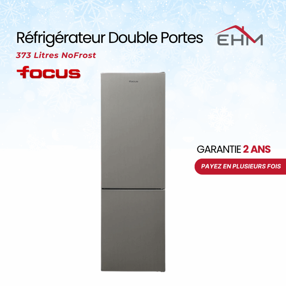 Réfrigérateur Combiné FOCUS F3760X 373L NoFrost - Silver