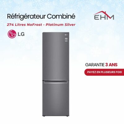 Réfrigérateur Combiné LG GR-B459NLLM 374Litres NoFrost - Platinum Silver