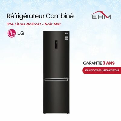 Réfrigérateur Combiné LG GR-B459NQFM 374Litres NoFrost - Noir Mat