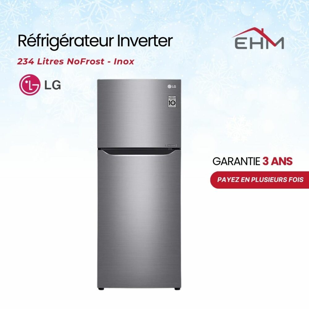 Réfrigérateur Inverter LG GL-C252SLBB 234 Litres NoFrost - Inox