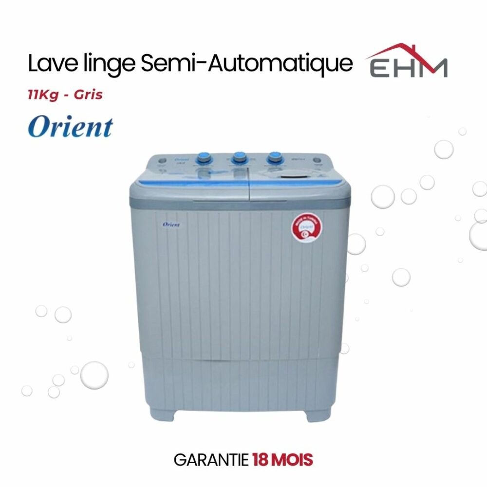 Lave Linge Semi-Automatique ORIENT XPB1-11-2G 11Kg - Gris