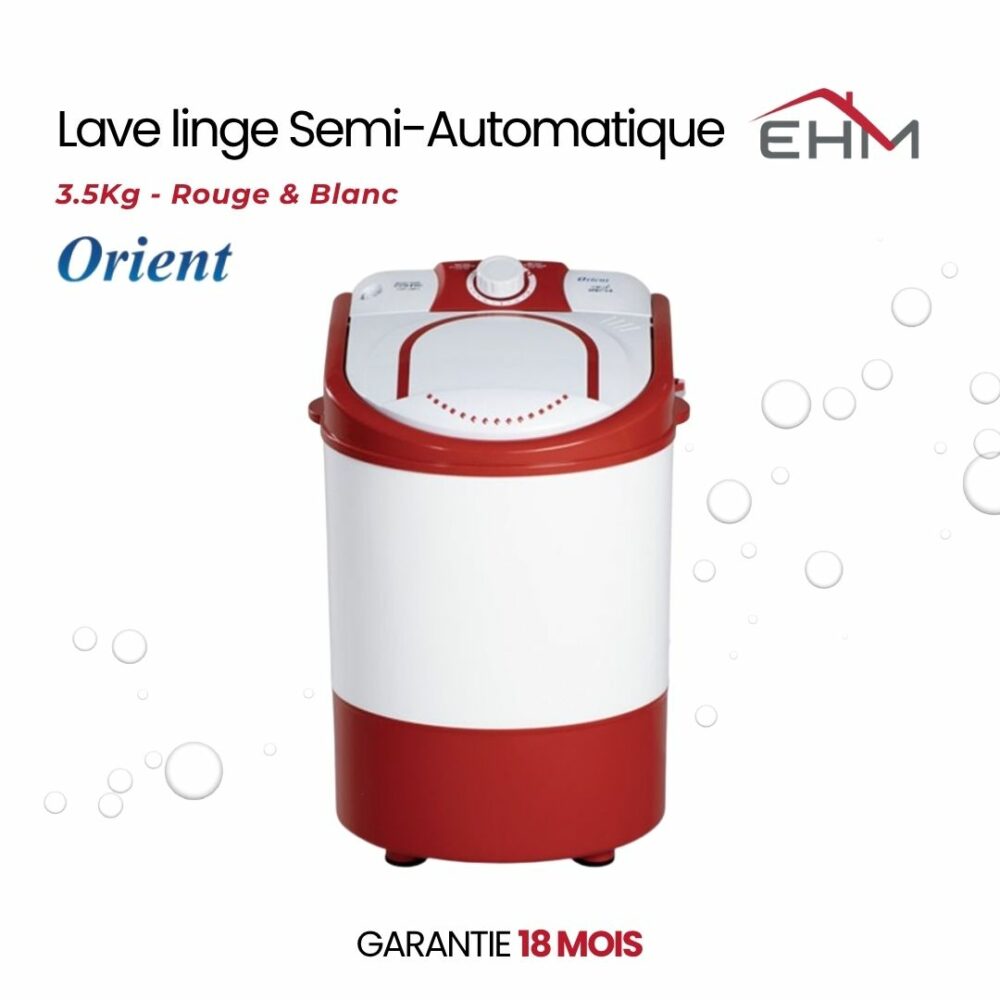 Lave Linge Semi-Automatique ORIENT 3.5 kg - Rouge&Blanc