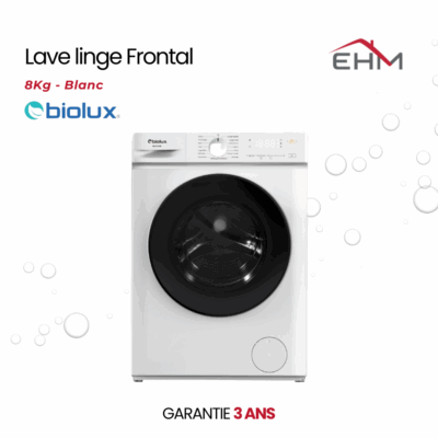Lave Linge Frontal BIOLUX M-MAXY80B 8Kg - Blanc