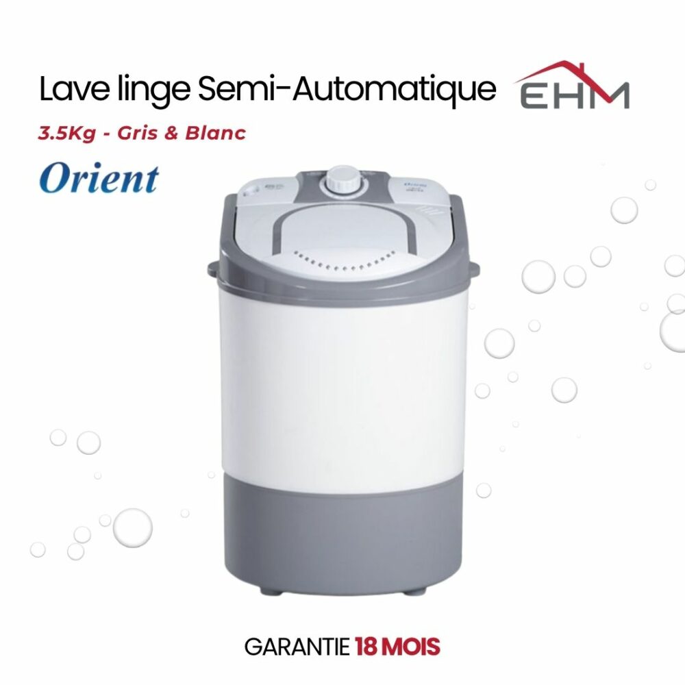 Lave Linge Semi-Automatique ORIENT 3.5 kg - Gris&Blanc