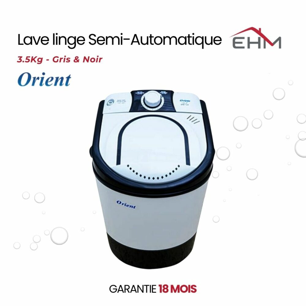 Lave Linge Semi-Automatique ORIENT 3.5 kg - Blanc&Noir
