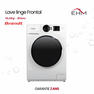 Lave Linge Frontal BRANDT BAM102QVWL 10.5 kg - Blanc