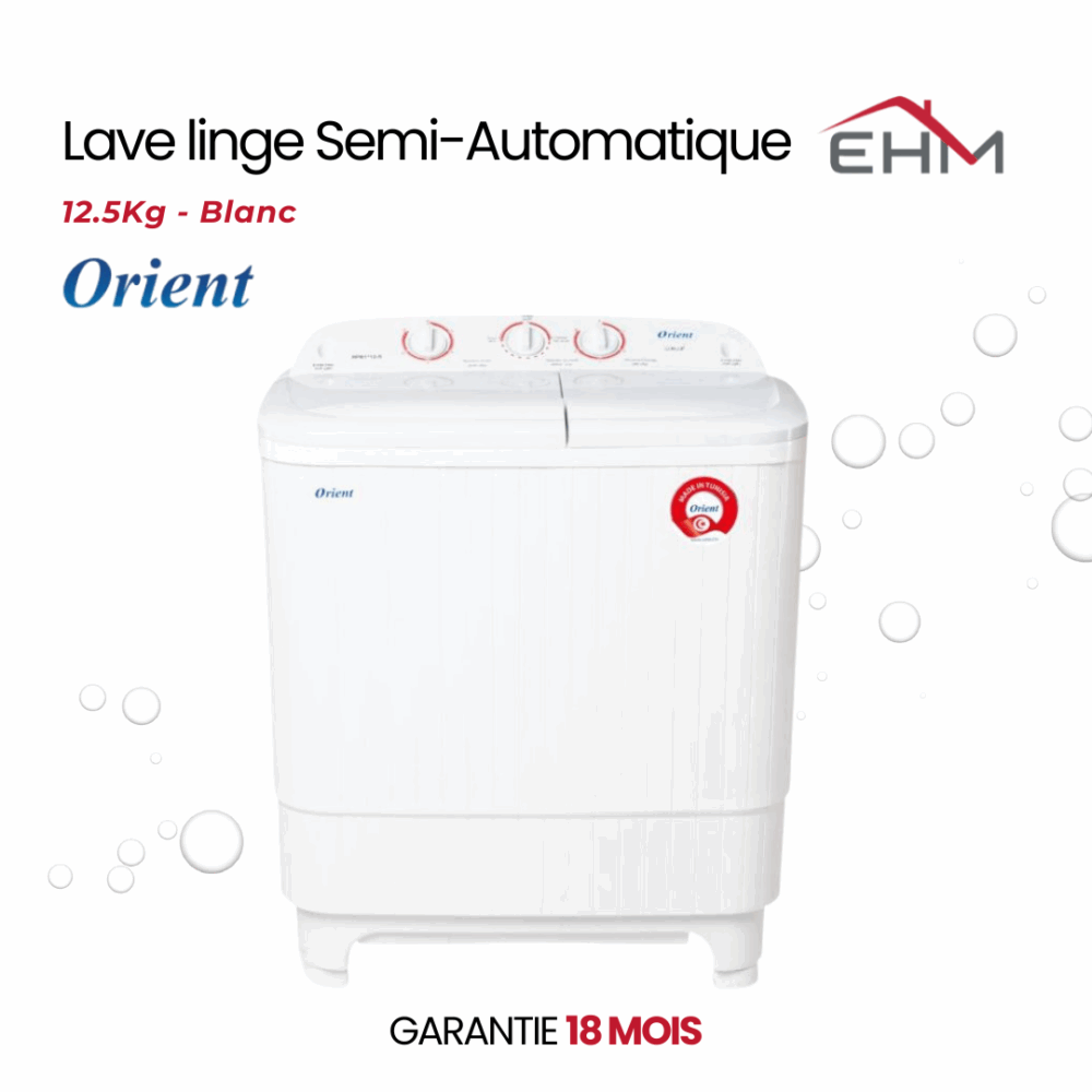 Lave Linge Semi-Automatique ORIENT XPB12-5 12.5Kg - Blanc
