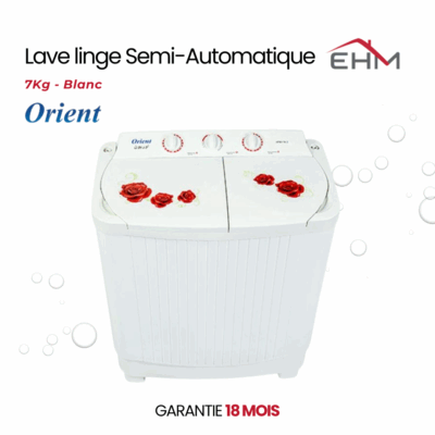 Lave Linge Semi-Automatique ORIENT XPB18-2 7Kg - Blanc
