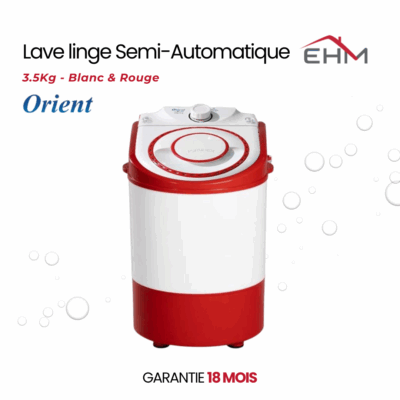 Lave Linge Semi-Automatique ORIENT 3.5 kg - Blanc&Rouge