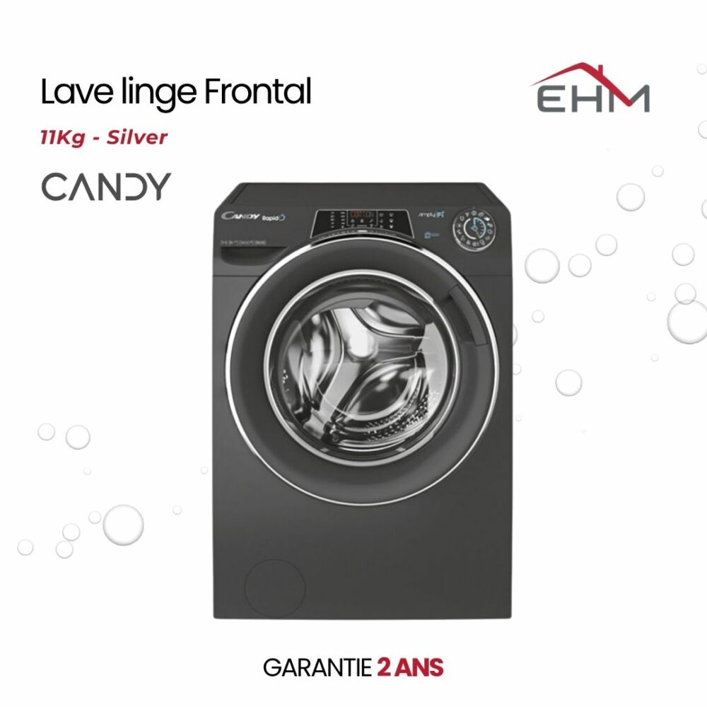 Lave Linge Frontal CANDY Rapido RO1411DMCRT 11 Kg - Silver