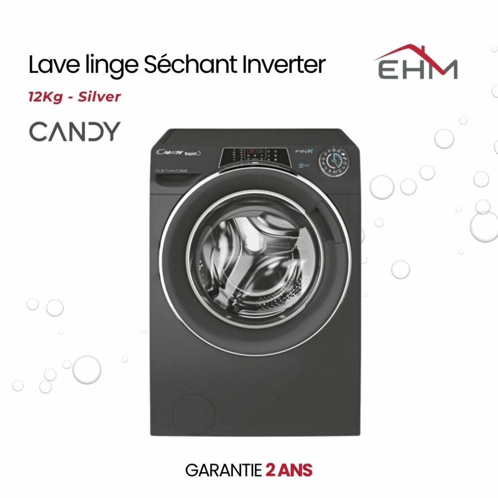 Lave-linge Séchant Inverter CANDY Rapido Pro 12kg - Silver