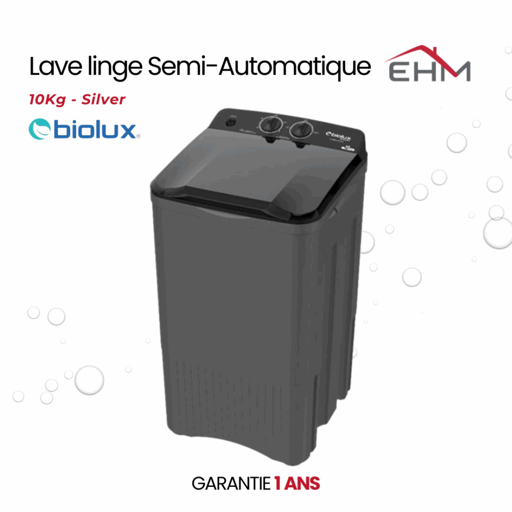 Lave Linge Semi-Automatique BIOLUX ST101-S 10kg - Silver